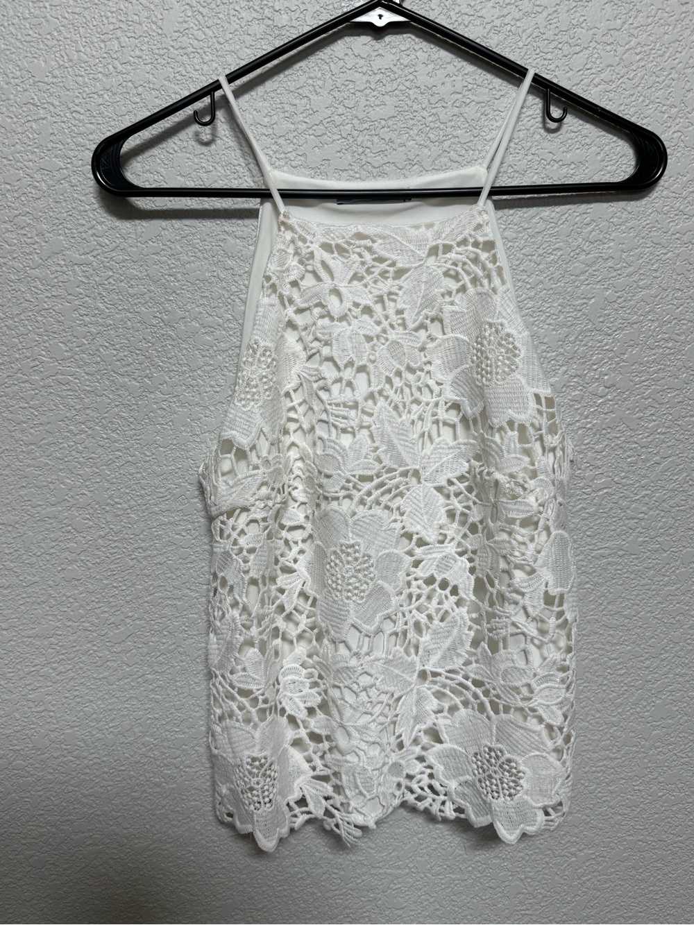 Zara Crochet Floral Lace High Neck Tank White Women’s S Fall Layering
